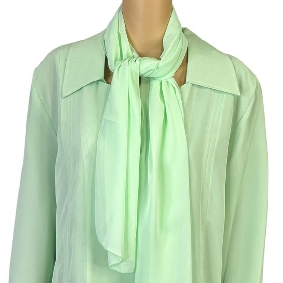 Vintage Mattina T Womens 14 Pale Green 4 Piece Blouse Tank Top Skirt & Scarf Set - Picture 2 of 11
